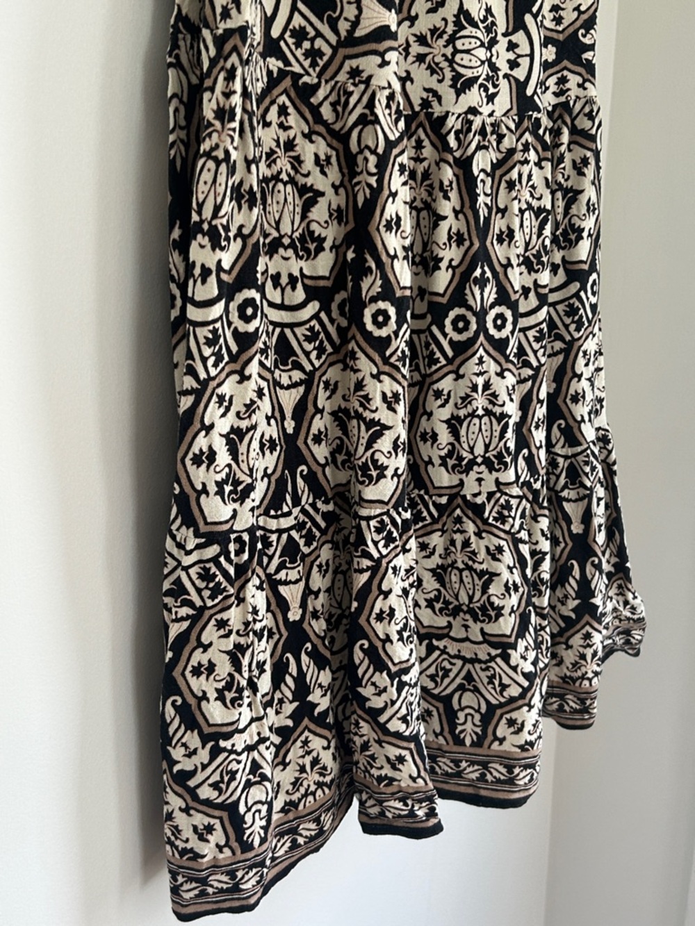 Max Studio Black and Cream Printed Tiered Maxi Skirt - Picture 9 of 11
